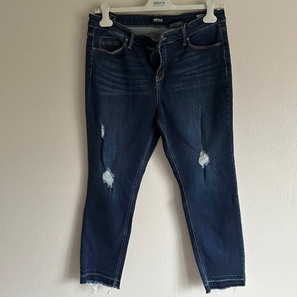Buffalo David Britton Distressed Jess Mid-Rise Skinny Jeans - Size 14